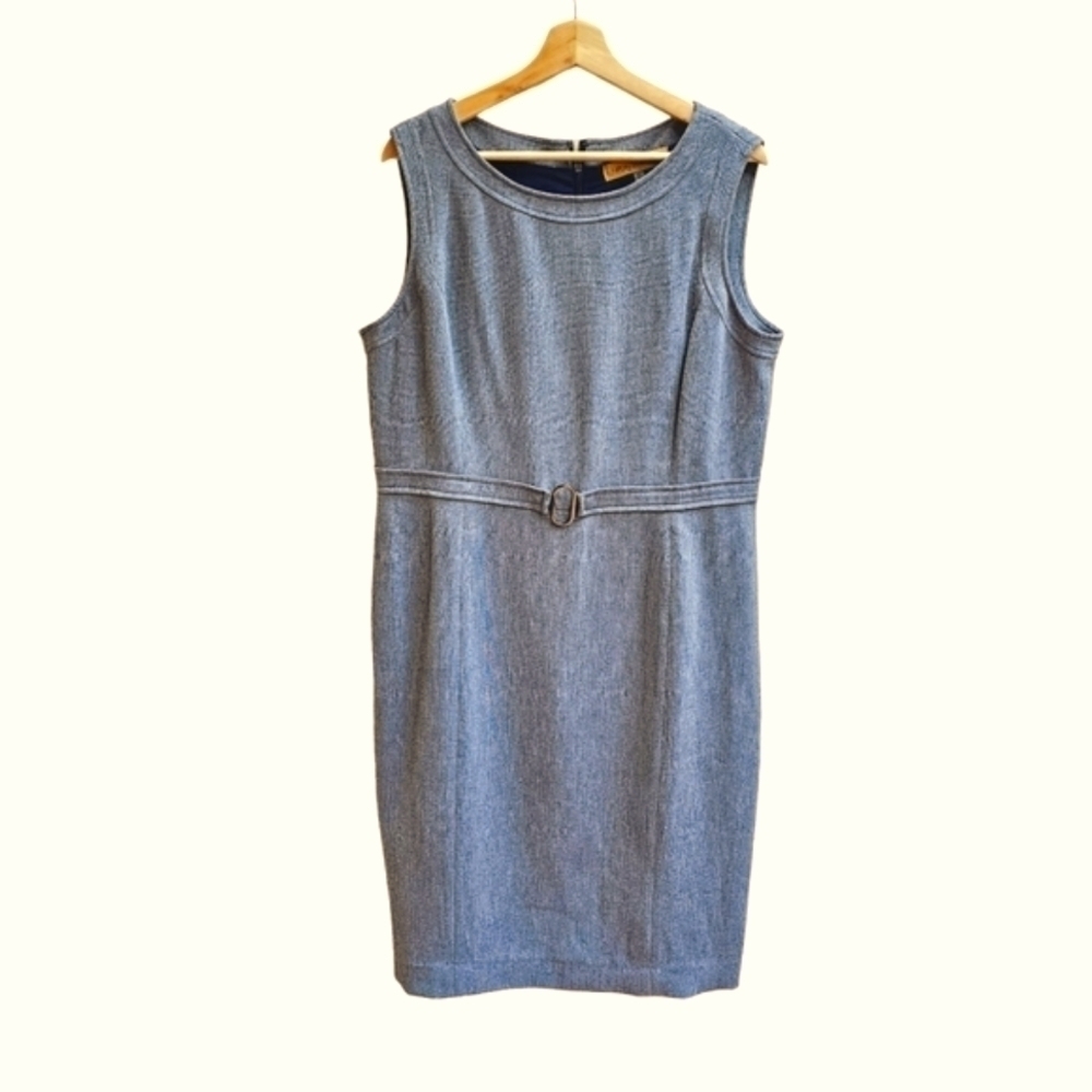 Nipon Boutique Slate Blue Sheath Dress Workwear Executive XL